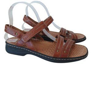 Josef Seibel Brown Leather Sandals Air Massage Flats Womens US 10 or Eur 40